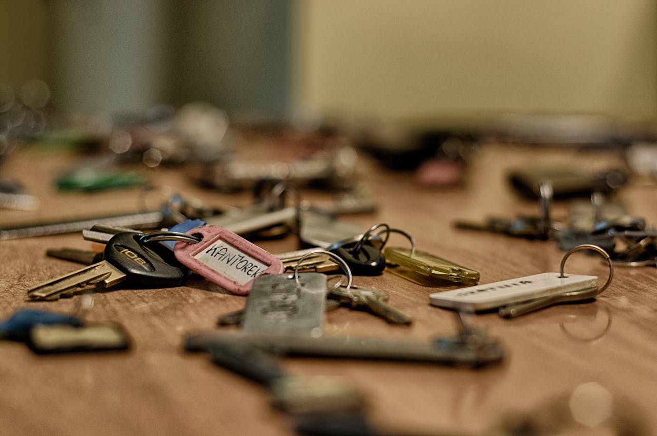 Pink and White Key Chain